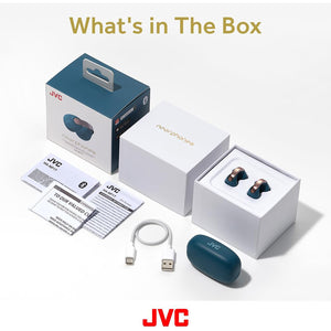 JVC - Écouteurs Nearphones Sans-Fil avec Boitier de Recharge et Microphone Intégré, Blanc - Simple Boutique