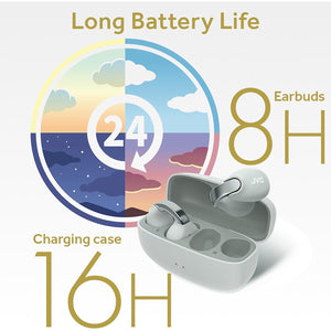 JVC - Écouteurs Nearphones Sans-Fil avec Boitier de Recharge et Microphone Intégré, Gris - Simple Boutique