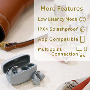 JVC - Écouteurs Nearphones Sans-Fil avec Boitier de Recharge et Microphone Intégré, Gris - Simple Boutique