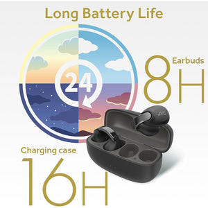 JVC - Écouteurs Nearphones Sans-Fil avec Boitier de Recharge et Microphone Intégré, Noir - Simple Boutique