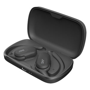 JVC - Écouteurs Sans Fil à Oreille Ouverte Nearphones avec Boitier de Reacharge, Noir - Simple Boutique
