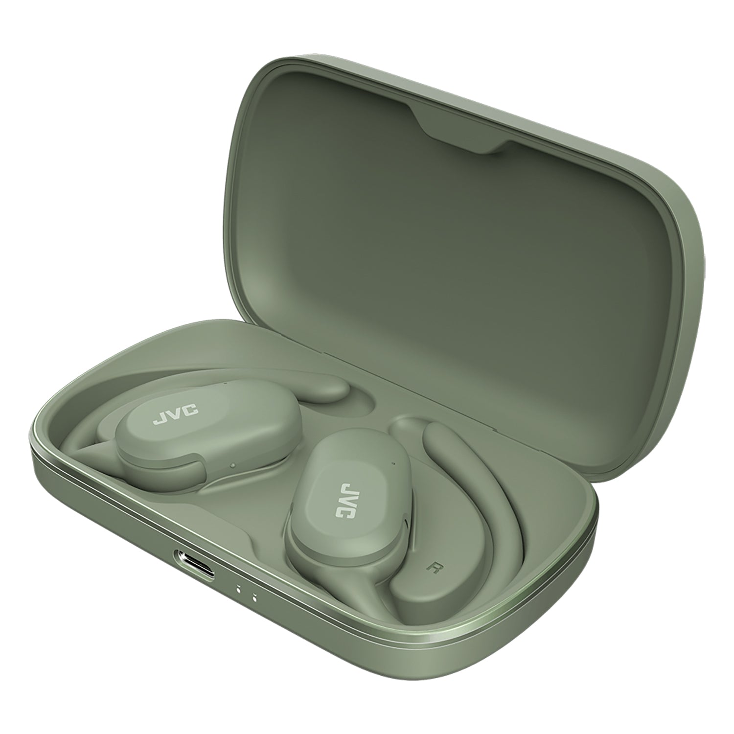 JVC - Écouteurs Sans Fil à Oreille Ouverte Nearphones avec Boitier de Reacharge, Vert - Simple Boutique
