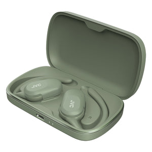 JVC - Écouteurs Sans Fil à Oreille Ouverte Nearphones avec Boitier de Reacharge, Vert - Simple Boutique