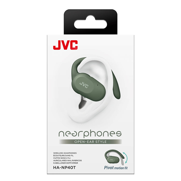 JVC - Écouteurs Sans Fil à Oreille Ouverte Nearphones avec Boitier de Reacharge, Vert - Simple Boutique