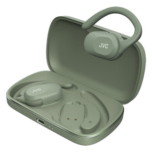 JVC - Écouteurs Sans Fil à Oreille Ouverte Nearphones avec Boitier de Reacharge, Vert - Simple Boutique