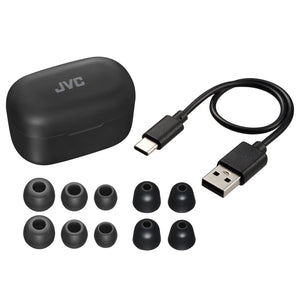 JVC HA-A25T-B - Écouteurs Intra-Auriculaire Marshmallow avec Suppression du Bruit, Bluetooth 5.3, Boitier de Recharge et Commandes Tactiles, Noir - Simple Boutique