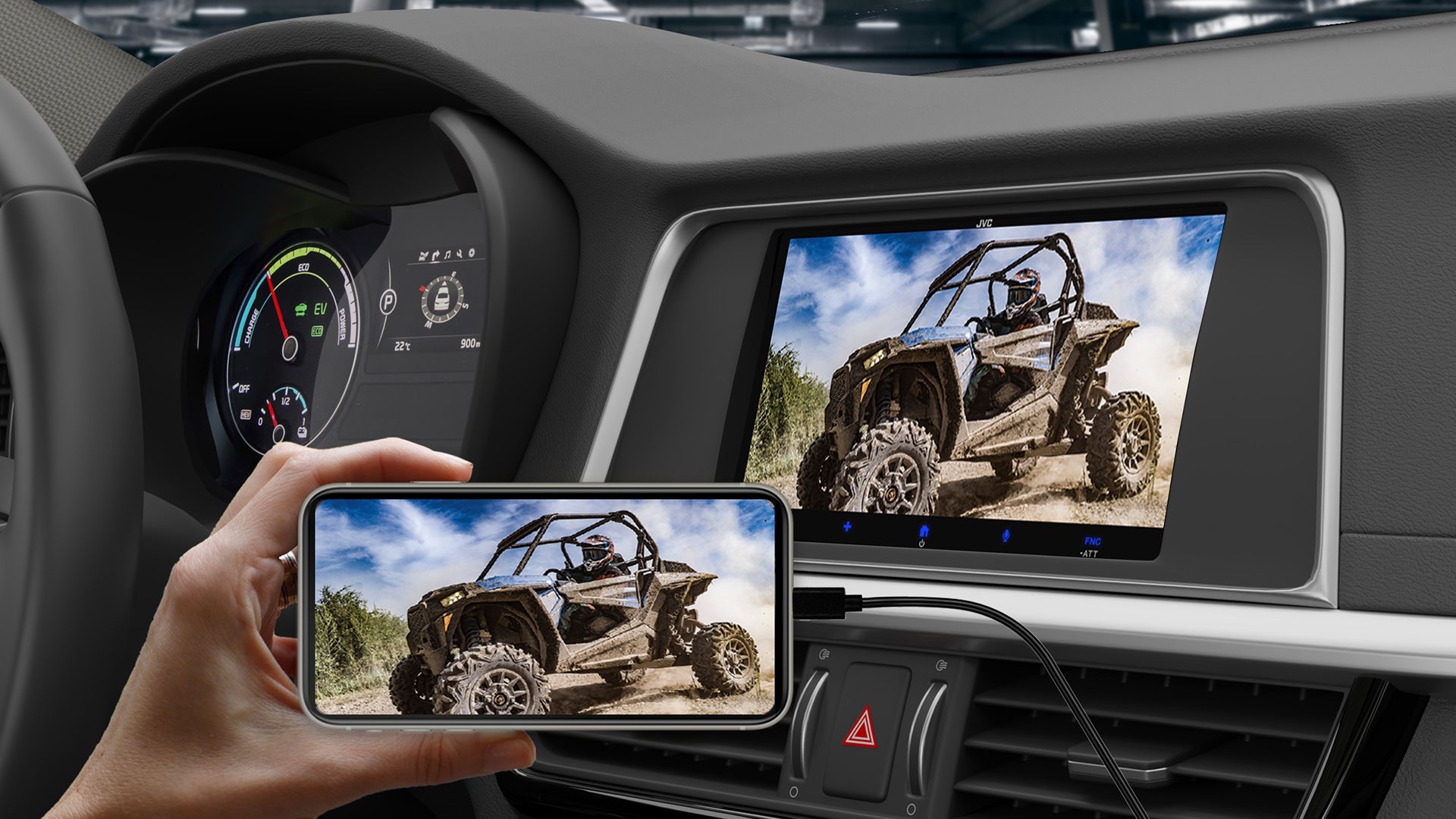 JVC – Récepteur Multimédia 7" HD, Apple CarPlay / Android Auto Sans Fil, Wi-Fi, HDMI, Bluetooth, Compatible SiriusXM - KW-M795BW - Simple Boutique