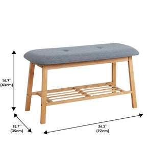 Jessar - Banc pour Entrée avec Rangement pour Chaussures, Cadre en Bambou, Gris - Simple Boutique