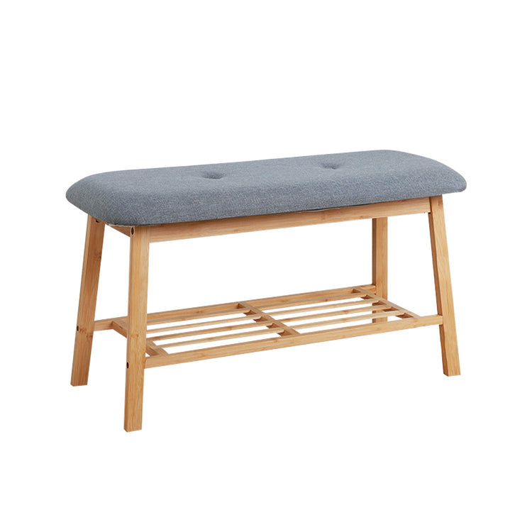 Jessar - Banc pour Entrée avec Rangement pour Chaussures, Cadre en Bambou, Gris - Simple Boutique
