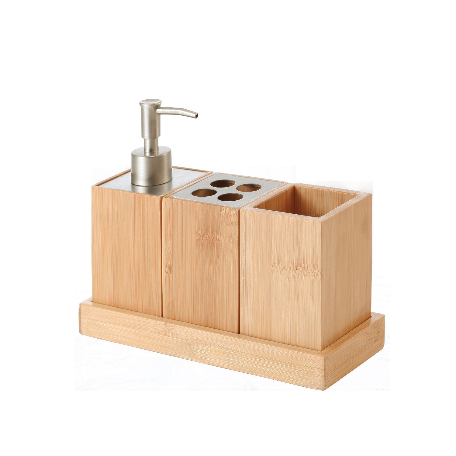 Jessar - Ensemble 4 Morceaux d'accessoires de Salle de Bain en Bambou - Simple Boutique