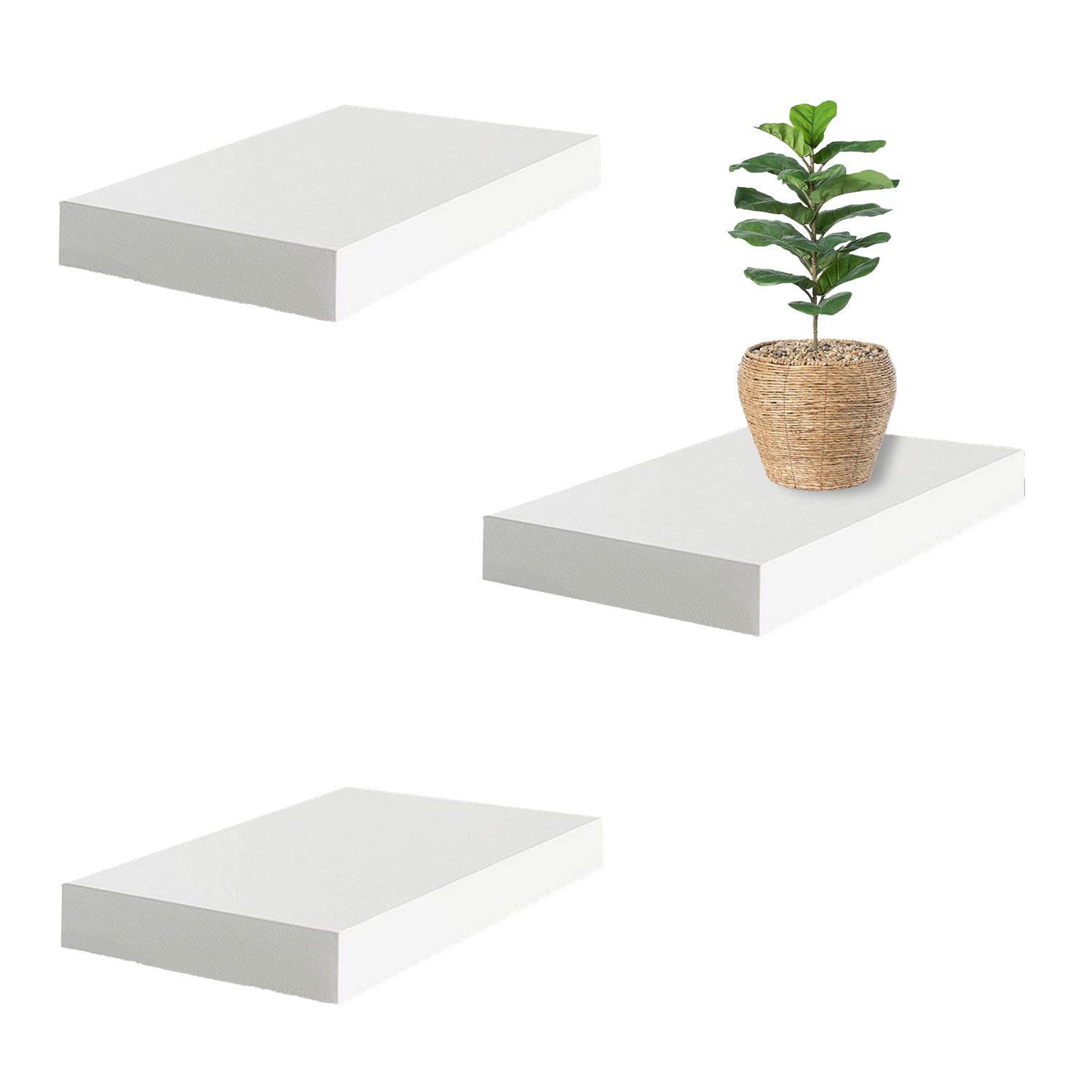 Jessar - Ensemble de 3 Tablettes Flottantes Murales, 15.75" x 9.25" x 1.5" , Blanc - Simple Boutique