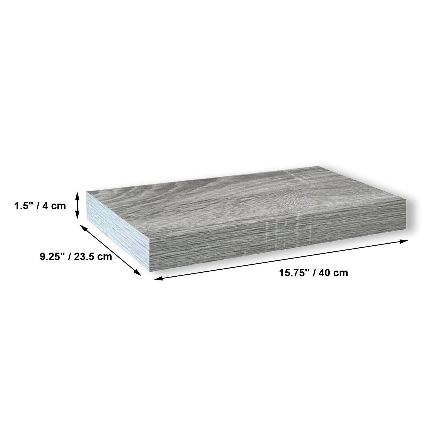 Jessar - Ensemble de 3 Tablettes Flottantes Murales, 15.75" x 9.25" x 1.5" , Gris - Simple Boutique