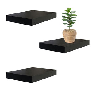 Jessar - Ensemble de 3 Tablettes Flottantes Murales, 15.75" x 9.25" x 1.5" , Noir - Simple Boutique