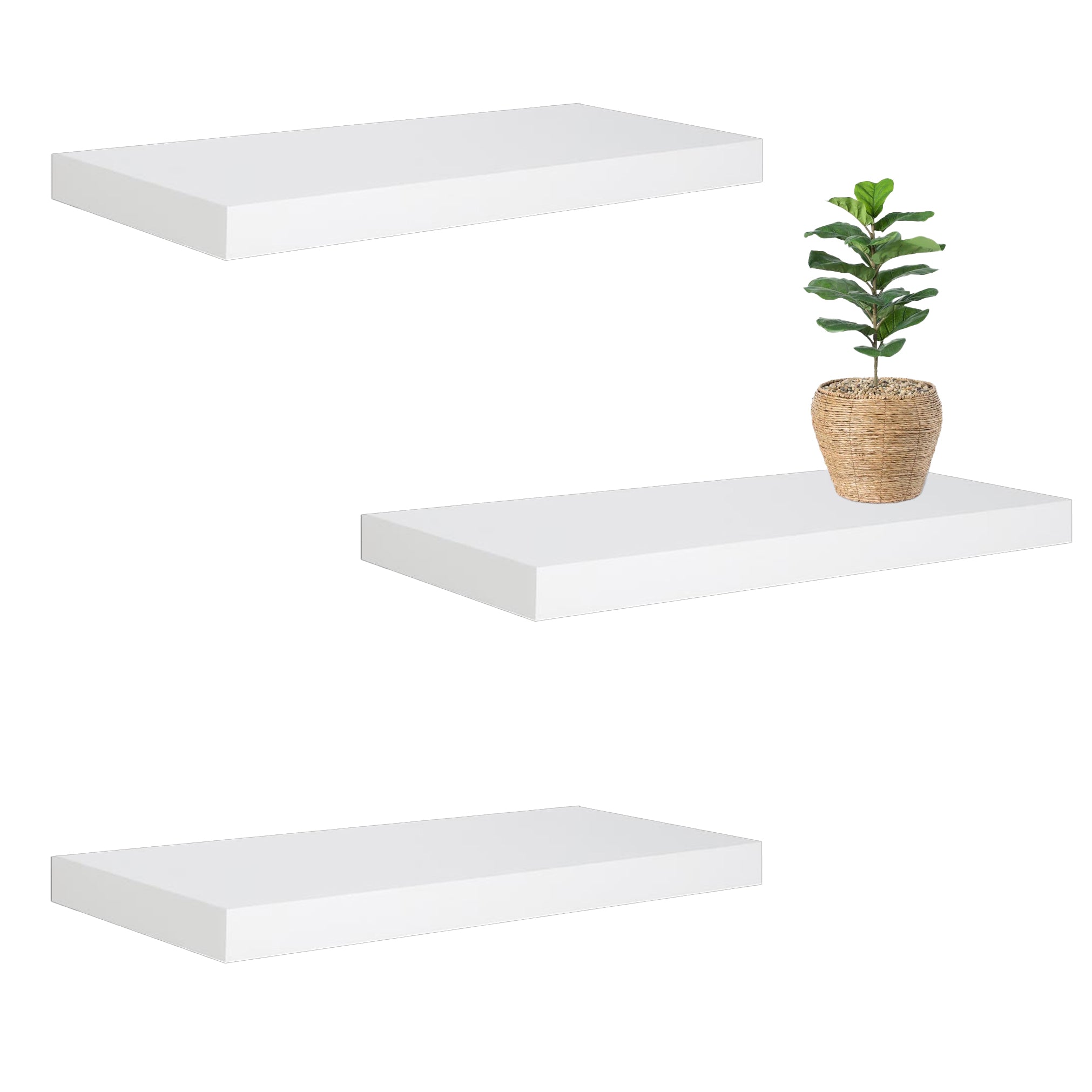 Jessar - Ensemble de 3 Tablettes Flottantes Murales, 23.6" x 9.25" x 1.5" , Blanc - Simple Boutique