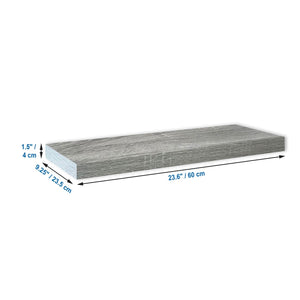 Jessar - Ensemble de 3 Tablettes Flottantes Murales, 23.6" x 9.25" x 1.5" , Gris - Simple Boutique
