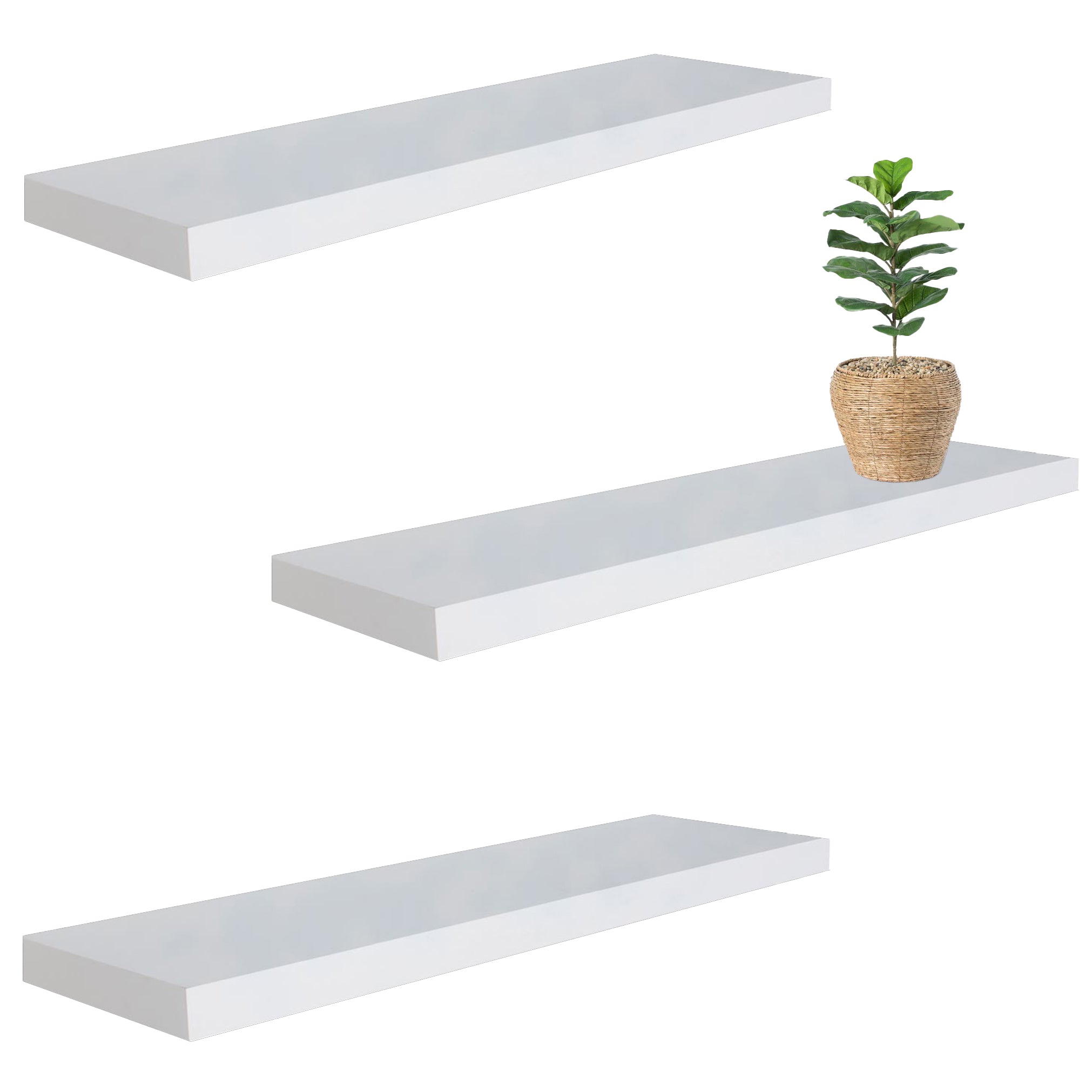 Jessar - Ensemble de 3 Tablettes Flottantes Murales, 31.5" x 9.25" x 1.5" , Blanc - Simple Boutique
