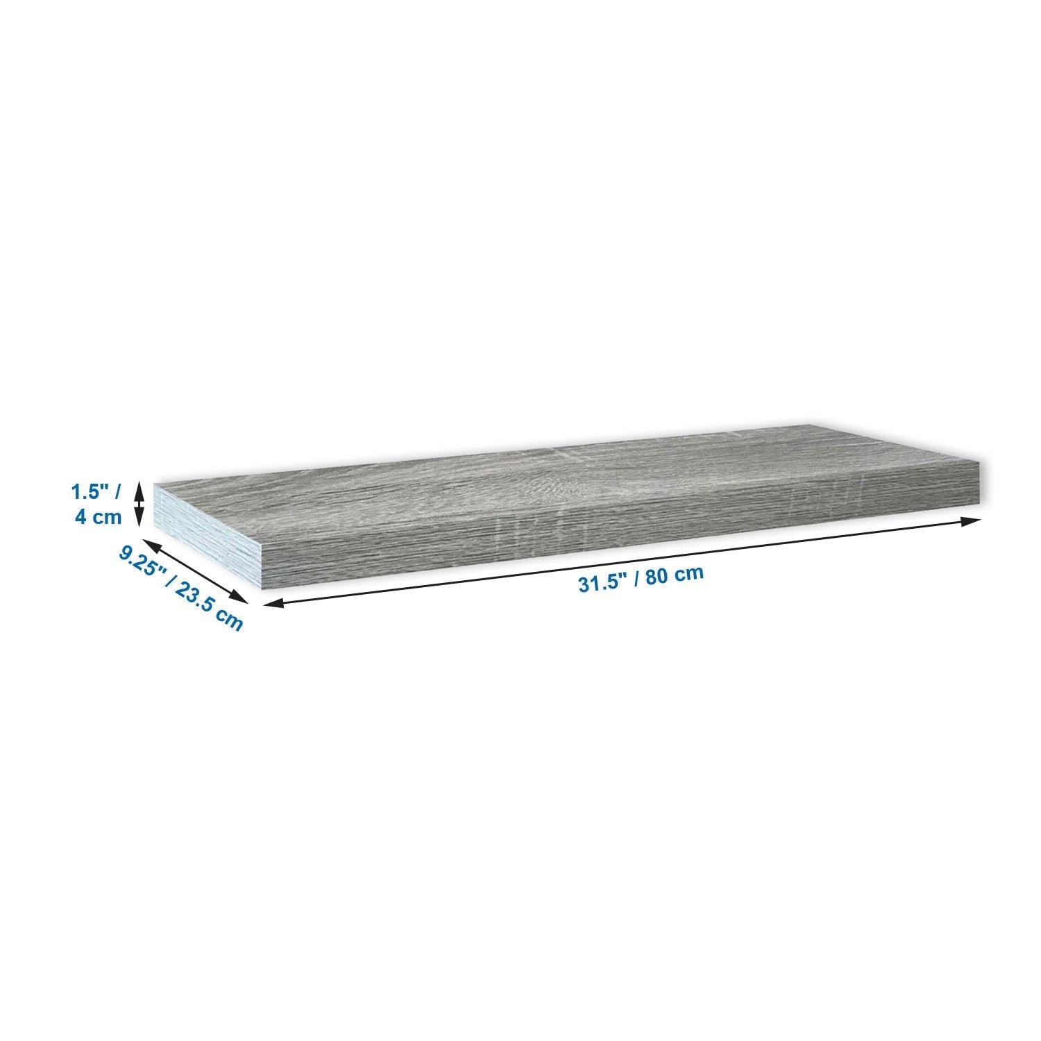 Jessar - Ensemble de 3 Tablettes Flottantes Murales, 31.5" x 9.25" x 1.5" , Gris - Simple Boutique