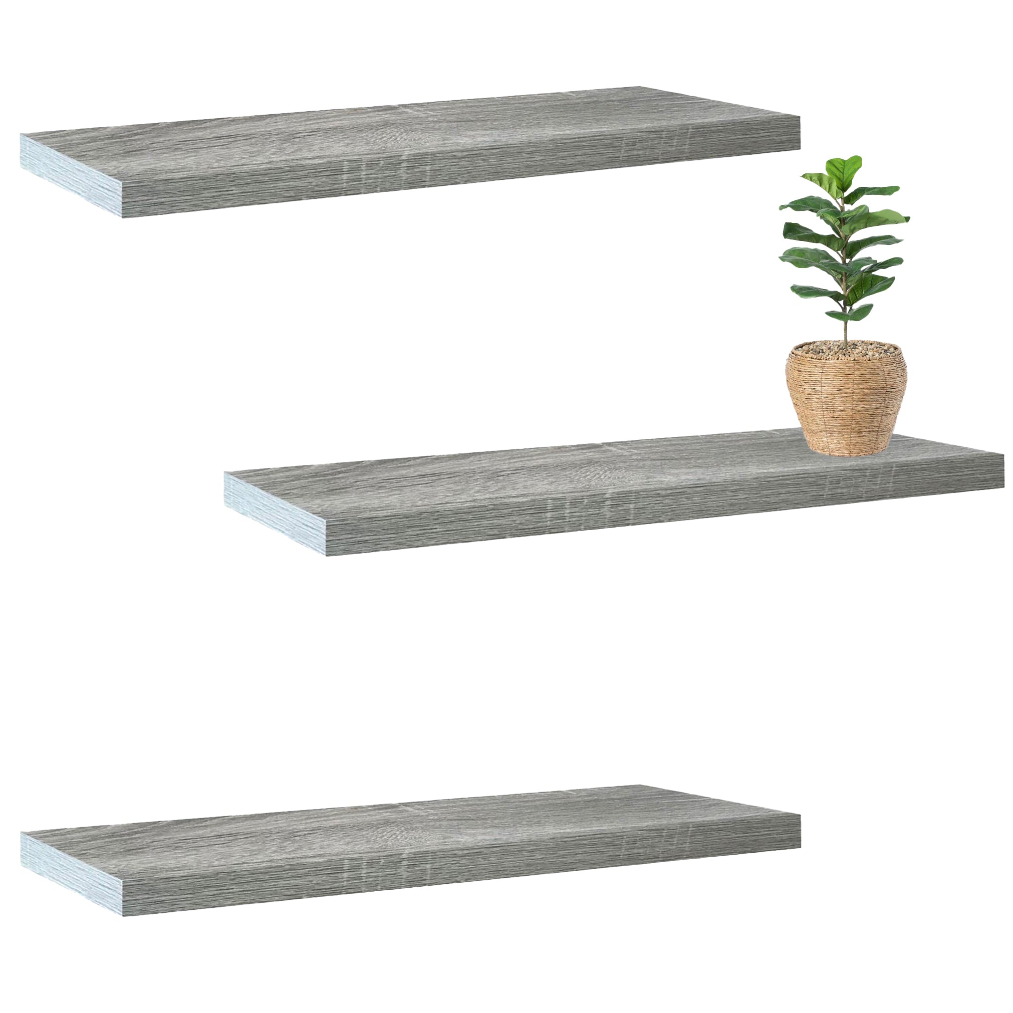 Jessar - Ensemble de 3 Tablettes Flottantes Murales, 31.5" x 9.25" x 1.5" , Gris - Simple Boutique