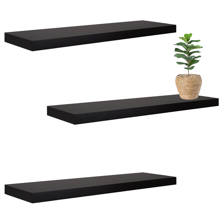 Jessar - Ensemble de 3 Tablettes Flottantes Murales, 31.5" x 9.25" x 1.5" , Noir - Simple Boutique