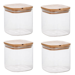 Jessar - Ensemble de 4 Contenants de Rangement en Verre Borosilicaté, Capacité de 550 ml - Simple Boutique