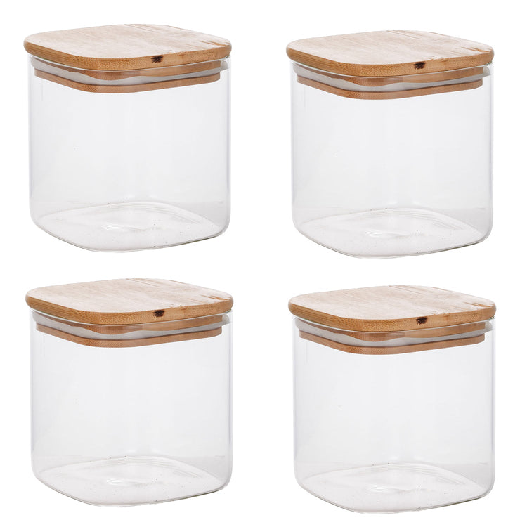Jessar - Ensemble de 4 Contenants de Rangement en Verre Borosilicaté, Capacité de 550 ml - Simple Boutique