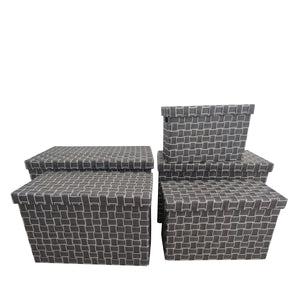 Jessar - Ensemble de 5 Paniers de Rangement en Tissu avec Couvercles, Gris - Simple Boutique