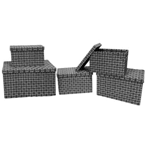 Jessar - Ensemble de 5 Paniers de Rangement en Tissu avec Couvercles, Gris - Simple Boutique