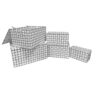 Jessar - Ensemble de 5 Paniers de Rangement en Tissu avec Couvercles Rabattables, Blanc - Simple Boutique