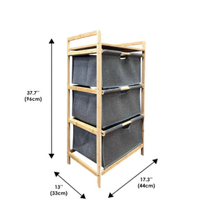 Jessar - Meuble de Rangement avec Panier à Linge Amovible, Cadre en Bambou, Gris - Simple Boutique