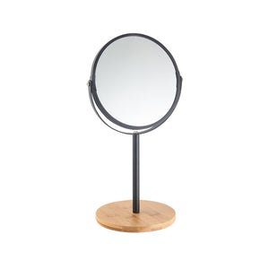 Jessar - Miroir Double Face avec Pied en bambou, Grossissement 1x et 2x, Noir - Simple Boutique