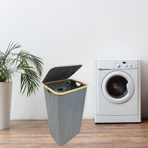 Jessar - Panier à Linge avec Sac Intérieur et Couvercle, Gris - Simple Boutique