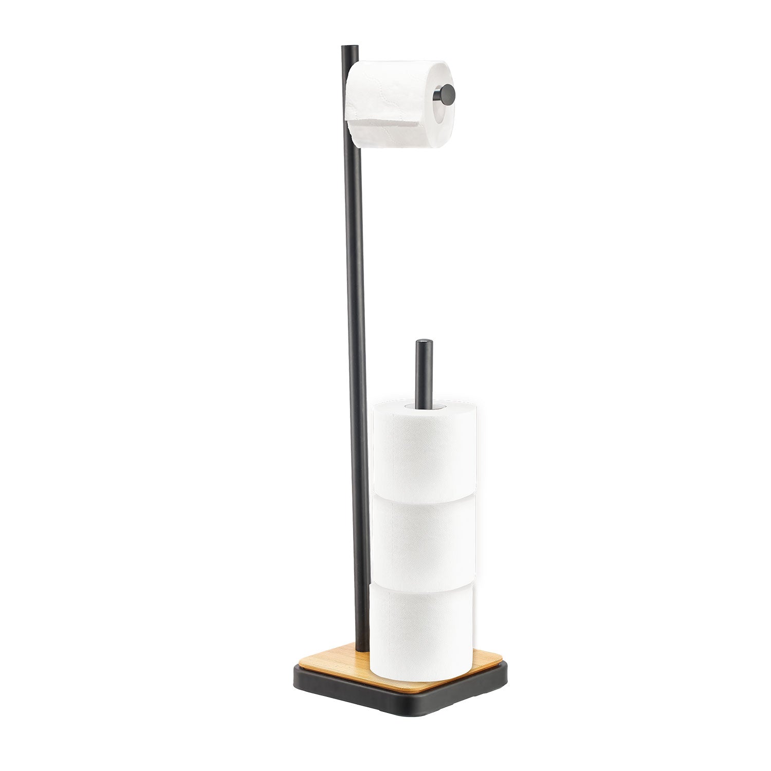 Jessar - Support à Papier Hygiénique avec Rangement pour Rouleaux Supplémentaire, Noir - Simple Boutique