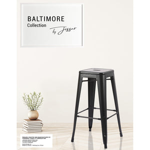 Jessar - Tabourets pour Comptoir de la Collection Baltimore, Ensemble de 4, Noir - Simple Boutique