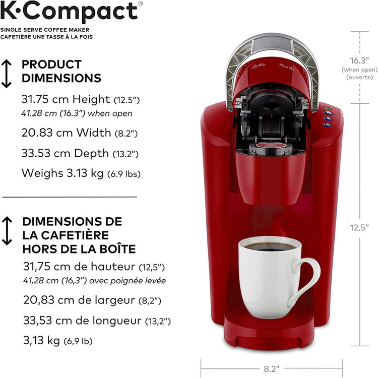 Keurig - Cafetière 1 Tasse K-Compact pour Dosette de Café K-Cup, Réservoir d'eau de 36oz, Rouge - Simple Boutique
