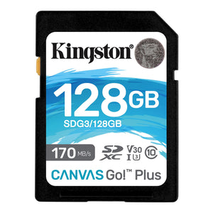 Kingston - Carte Mémoire SD Canvas Go! Plus, 170R C10 UHS-I U3 V30, Capacité de 128 Go - Simple Boutique
