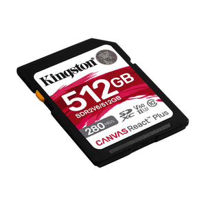 Kingston - Carte Mémoire SD Canvas React Plus V60, SDXC UHS-II 280R/100W U3/V60/4K, Capacité de 512 Go - Simple Boutique