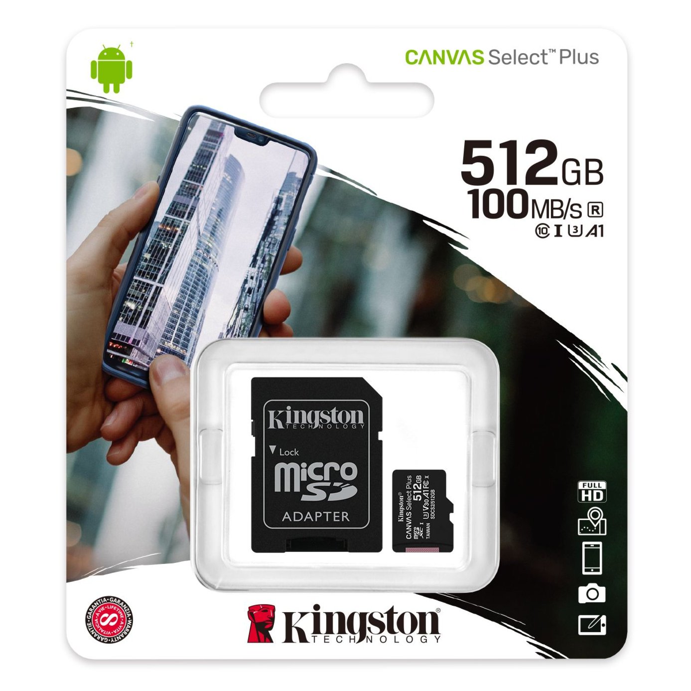 Kingston Carte Micro SD 512GB Canvas Select Plus 100R A1 C10 Carte + Adapteur - Simple Boutique
