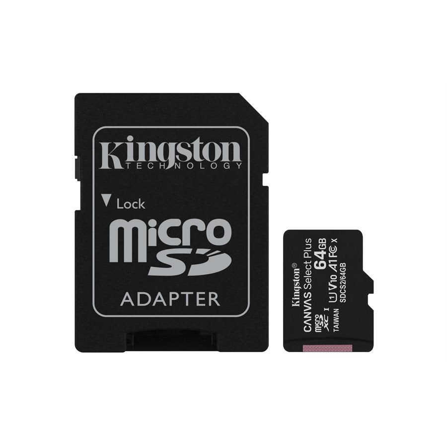 Kingston Carte Micro SD 64GB Canvas Select Plus 100R A1 C10 Carte + Adapteur - Simple Boutique