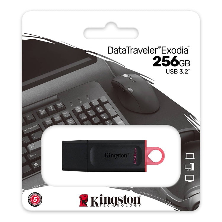 Kingston - Clé USB 3.2 Gen 1 DataTraveler Exodia, Capacité de 256 Go, Rouge - Simple Boutique