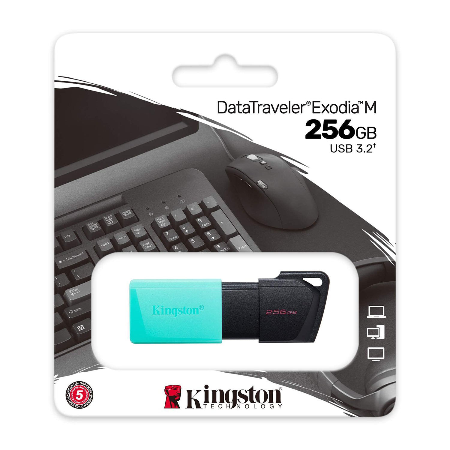 Kingston - Clé USB 3.2 Gen 1 DataTraveler Exodia M, Capacité de 256 Go, Turquoise - Simple Boutique