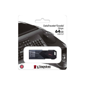 Kingston - Clé USB 3.2 Gen 1 DataTraveler Exodia Onyx, Capacité de 64 Go, Noir - Simple Boutique