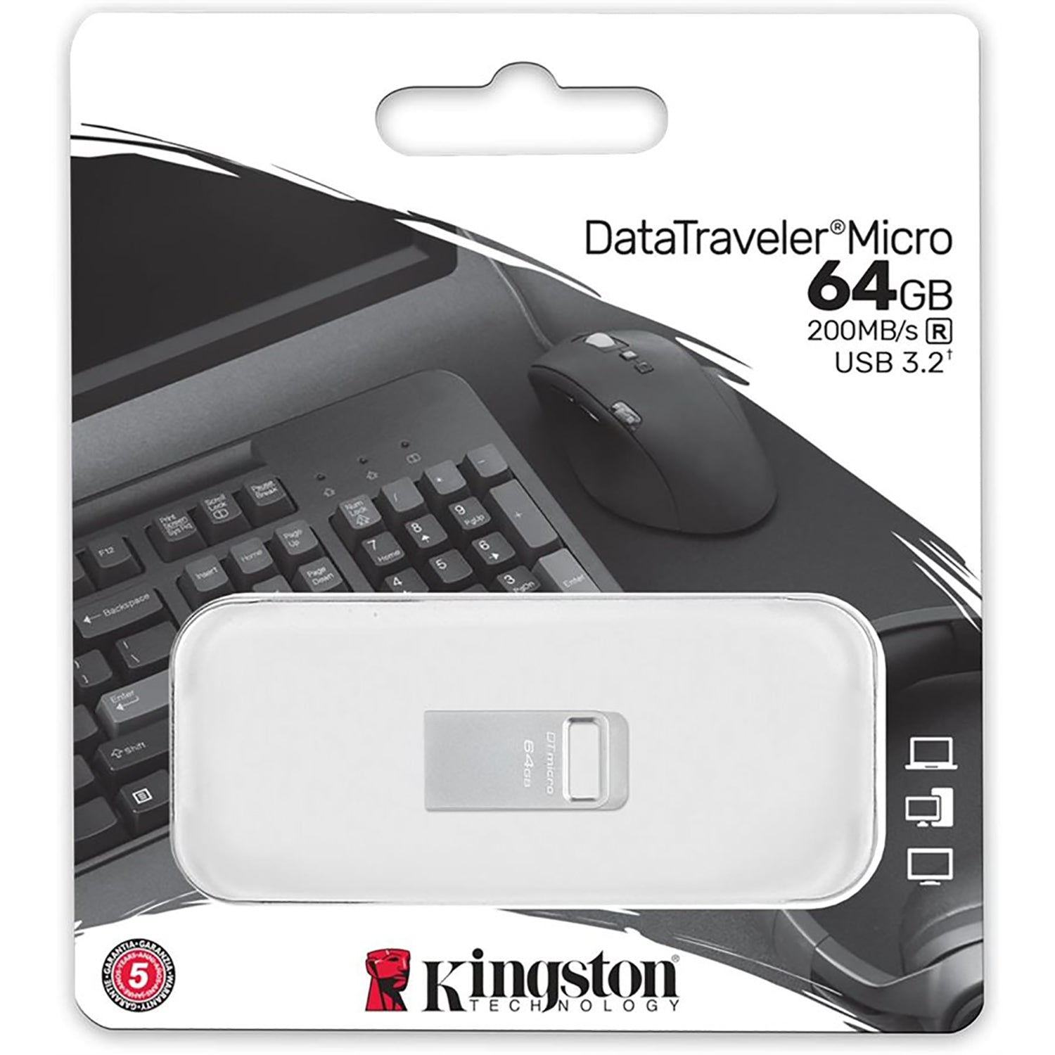 Kingston - Clé USB 3.2 Micro SD DataTraveler, 200 Mo/s, Boitier en Métal, Capacité de 64Go - Simple Boutique