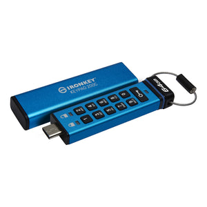 Kingston - Clé USB-C à Cryptage IronKey Keypad série 200, Certifié FIPS 140-3 Niveau 3 (en attente), Capacité de 64 Go - Simple Boutique