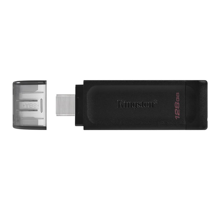 Kingston - Clé USB Type-C 3.2 Gen 1 DataTraveler 70, Capacité de 128 Go, Noir - Simple Boutique