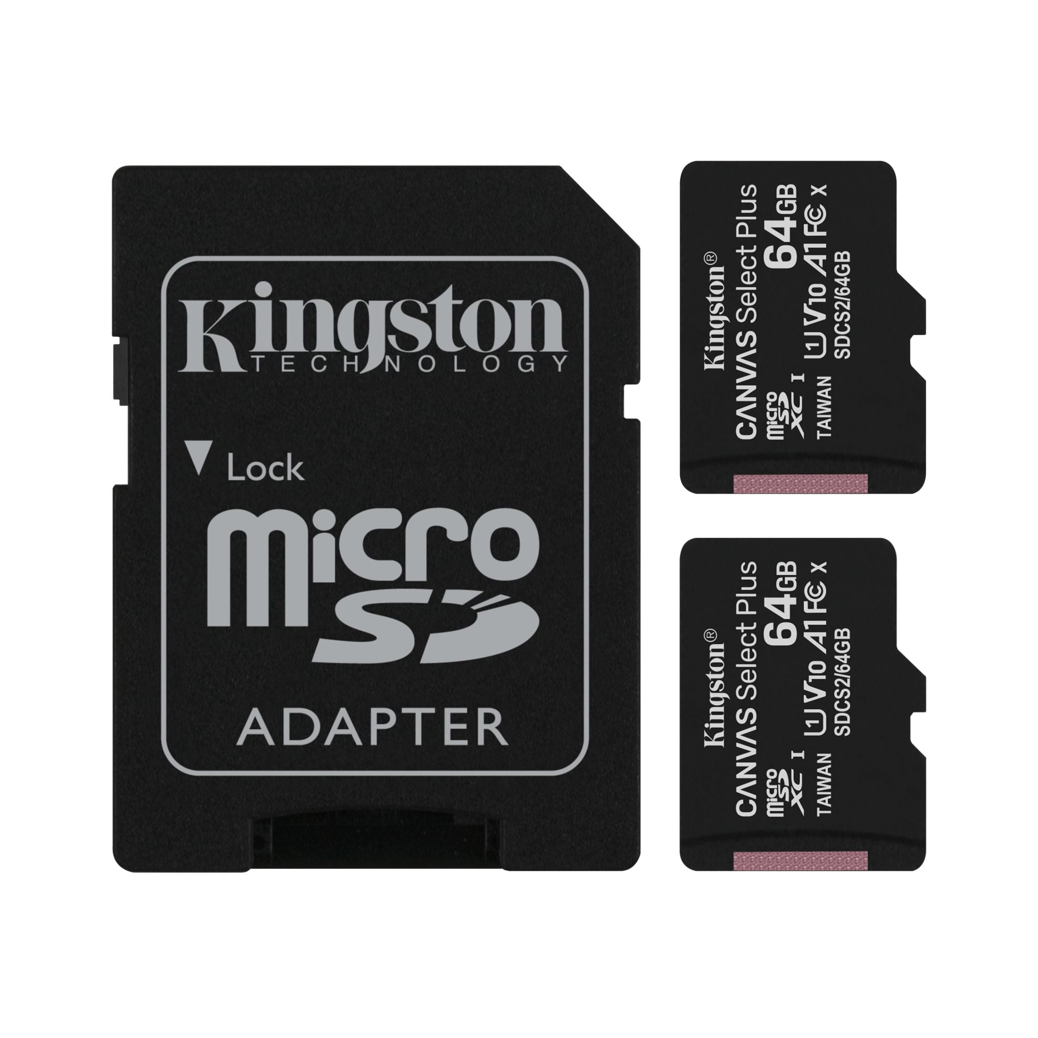 Kingston - Lot de 2 Cartes Mémoires microSD Canvas Select Plus, 100R A1 C10, Capacité de 64 Go - Simple Boutique