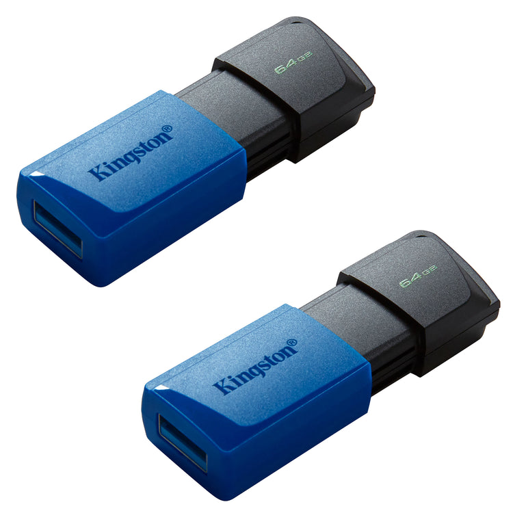 Kingston - Lot de 2 Clés USB 3.2 Gen 1 DataTraveler Exodia M, Capacité de 64 Go, Bleu - Simple Boutique