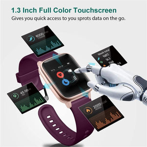 LetsFit - Montre Intelligente, Écran Tactile de 1.3'' avec Moniteur de Fréquence Cardiaque, Violet - Simple Boutique