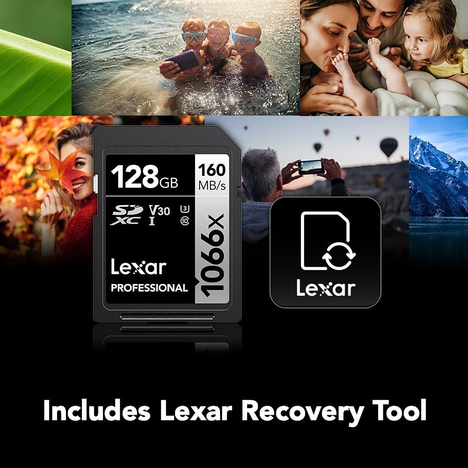 Lexar - Carte SDXC UHS-I 1066 x Professional Silver Series, Jusqu'à 160 Mo/s de Lecture, Capacité de 128GO - Simple Boutique