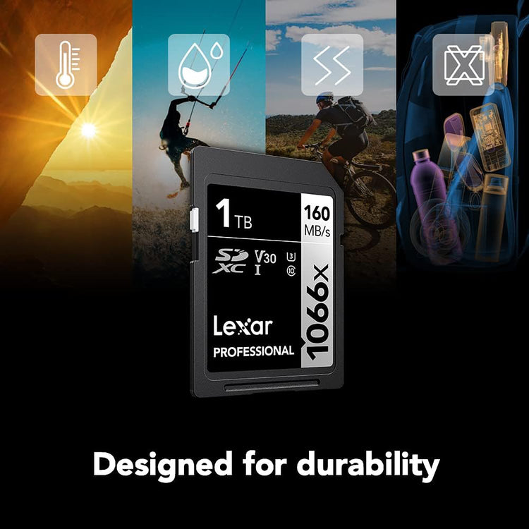 Lexar - Carte SDXC UHS-I 1066 x Professional Silver Series, Jusqu'à 160 Mo/s de Lecture, Capacité de 1TO - Simple Boutique
