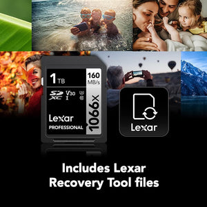 Lexar - Carte SDXC UHS-I 1066 x Professional Silver Series, Jusqu'à 160 Mo/s de Lecture, Capacité de 1TO - Simple Boutique